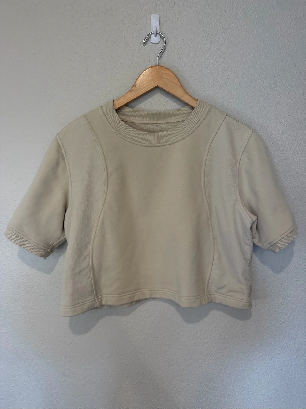 Lululemon Cotton French Terry + Swift Tee Crop in Natural Ivory